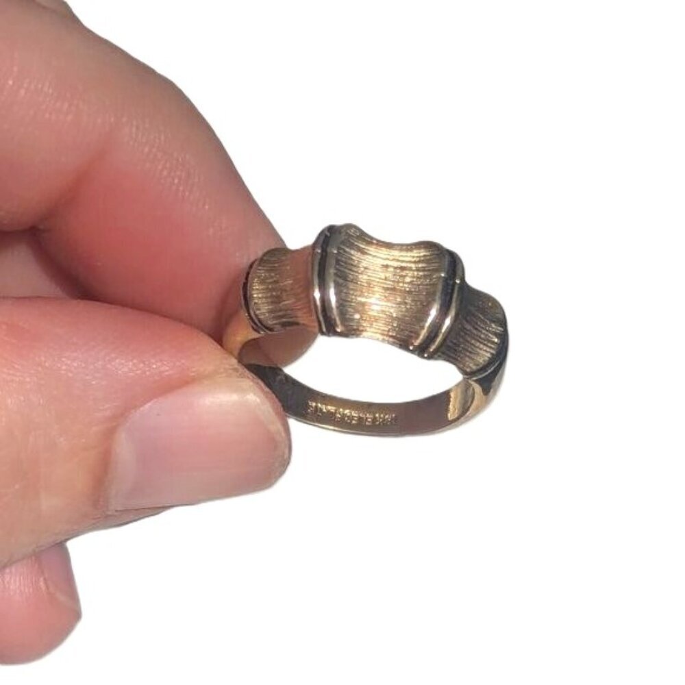 Chunky Ring 18K‎ Gold Plated 50's 60's Vintage Boho Asian Bamboo Unisex Estate